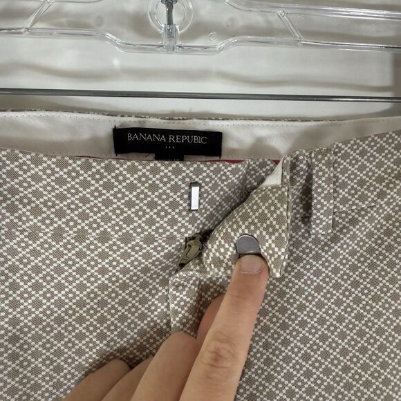 Banana Republic Pants Women's 6R Brown Check Mid Rise Flat Front - Picture 6 of 10